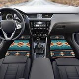 Aztec Tribal Pattern Rubber Car Floor Mats All-Weather Anti-Slip Heavy Dust Durable Foot Carpets Cushion Cars Accessories - Pack of 4 Piece