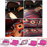Crystal Butterfly Floral Seat Covers Full Set Car Front Rear Seat Covers,Steering Wheel Cover+ Seat Belt Covers+Car Coasters+ Keychains,Console Armrest Cushion,Car Accessories