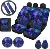 Crystal Butterfly Floral Seat Covers Full Set Car Front Rear Seat Covers,Steering Wheel Cover+ Seat Belt Covers+Car Coasters+ Keychains,Console Armrest Cushion,Car Accessories