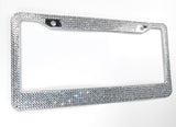 Bling License Plate Frame, 4 mm Glass Crystal Rhinestones + Screw Cap Covers, Women Car Accessories Gift, Bling Car Decor, Car Glam