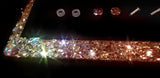 Bling license plate frame Rose gold big crystals and glitter clear made in usa handmade diamond rhinestone holder screw caps copper metalic