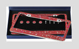 1 Ruby Red Diamond Luxury Crystal License Plate Frame Cover Holder Made with Red Swarovski Bling Caps Anti-theft Screws Sparkle LUX