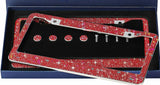 1 Ruby Red Diamond Luxury Crystal License Plate Frame Cover Holder Made with Red Swarovski Bling Caps Anti-theft Screws Sparkle LUX