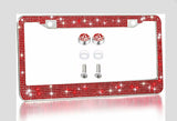 1 Ruby Red Diamond Luxury Crystal License Plate Frame Cover Holder Made with Red Swarovski Bling Caps Anti-theft Screws Sparkle LUX