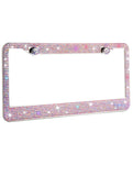 1 AB Colorful Aurora Borealis CRYSTAL License Plate Frame Cap BLING Diamond Sparkle Sparkly Feminine Woman