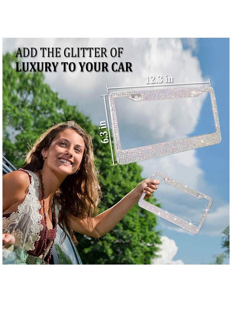 Sparkling Aurora Boreale Crystal License Plate Frame - Bling Bling Diamond Style