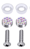 1 AB Colorful Aurora Borealis CRYSTAL License Plate Frame Cap BLING Diamond Sparkle Sparkly Feminine Woman