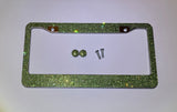 1 Luxury Olivine Emerald GREEN Diamond CRYSTAL Metal License Plate Frame Cover Holder Made With Swarovski Crystal Bling Caps Sparkle