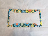 Hippie Flower License Plate Frame - Metal