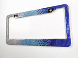 Blue Ombre Rhinestone License Plate Frame, 7 Row Bling Frame w/Screw Caps, Crystal Car Accessory, Unique Gift For Women, Bling Car Decor