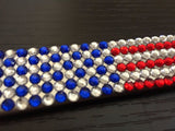 USA AMERICAN FLAG Diamond Bling Rhinestone Handmade Metal License Plate Frame for any Car [red , white, blue]