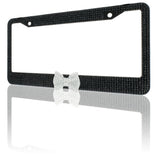 7 Rows of Black Crystal Diamond Rhinestone Bling License Plate Frame with Center Clear Bow Matching cap covers