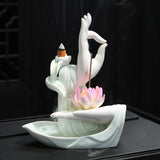 Ceramic Backflow Incense Burner Tathagata Buddha Lotus