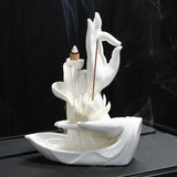 Ceramic Backflow Incense Burner Tathagata Buddha Lotus