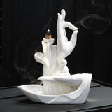 Ceramic Backflow Incense Burner Tathagata Buddha Lotus