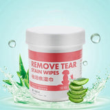 100 pcs/bottle White Non-woven Fabric Aloe Extract Liquid Pet Eye Tears Remove Wipes