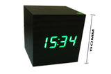 Multicolor Sound Control Wooden Wood Square LED Alarm Clock