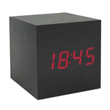 Multicolor Sound Control Wooden Wood Square LED Alarm Clock