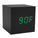 Multicolor Sound Control Wooden Wood Square LED Alarm Clock
