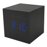 Multicolor Sound Control Wooden Wood Square LED Alarm Clock