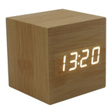 Multicolor Sound Control Wooden Wood Square LED Alarm Clock