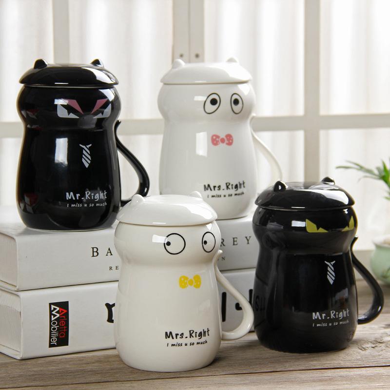 High Quality Original Ceramics with Lid Cat Mug